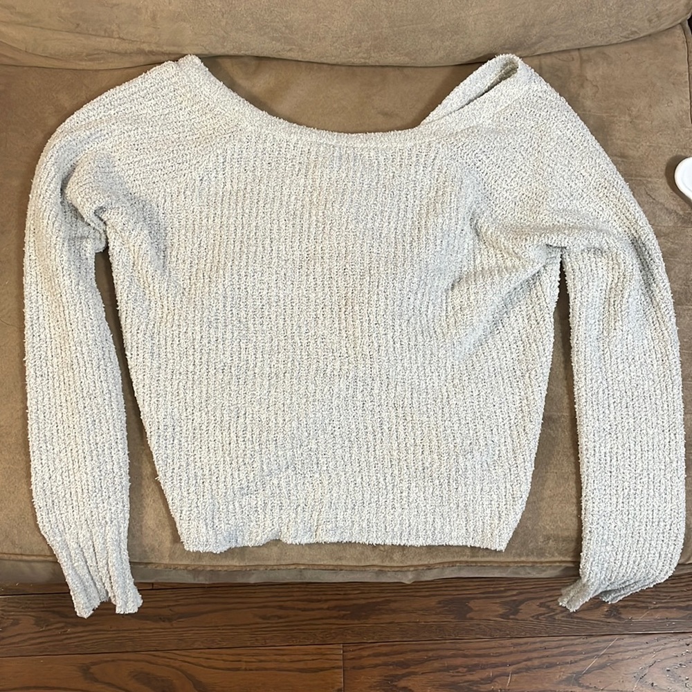 Rag Poets knit sweater with knotted open bag. Women’s size XS